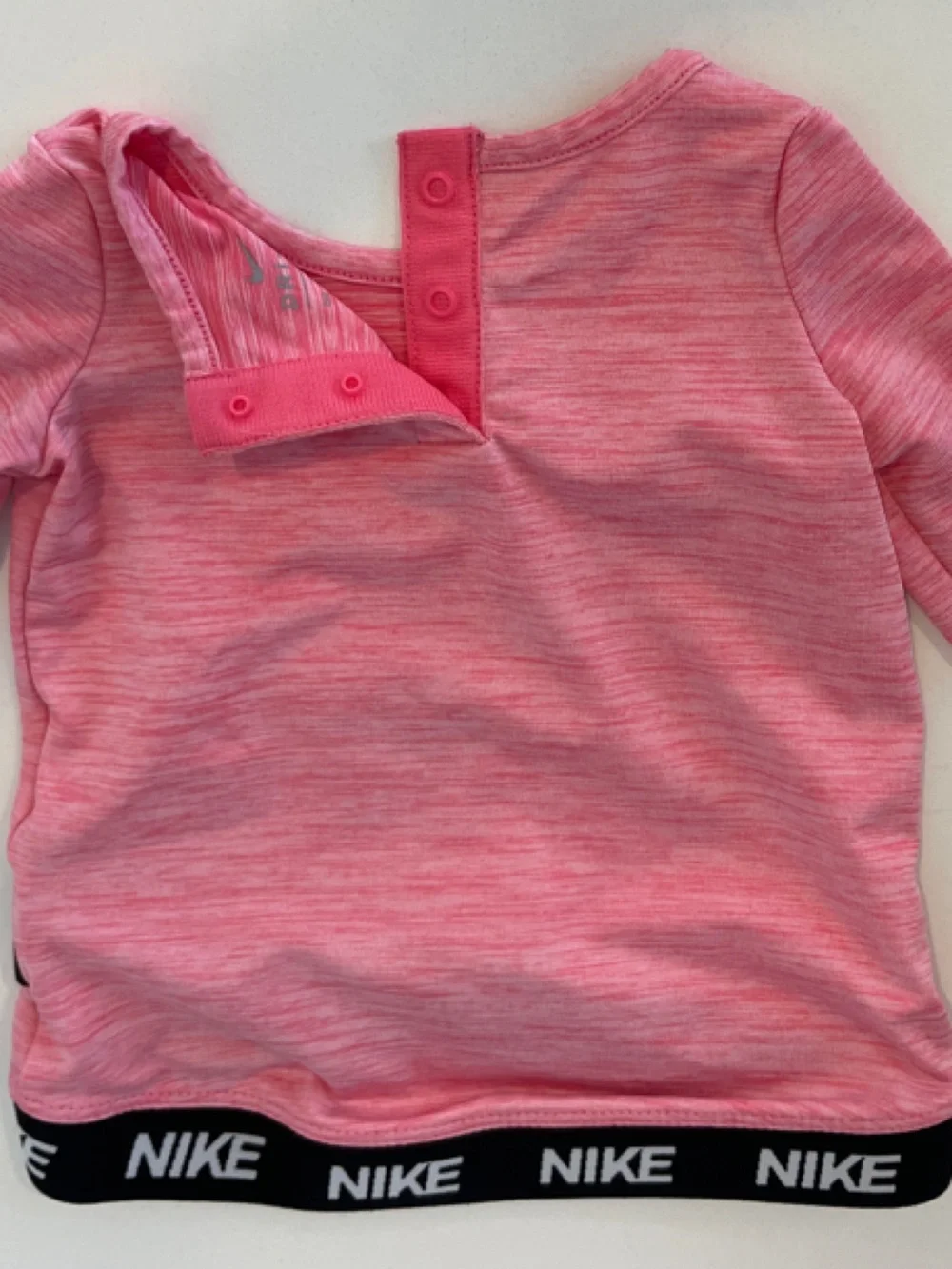 NIKE • Pink Baby' Dri-FIT Long Sleeve Athletic Top with Branded Hem • 6M